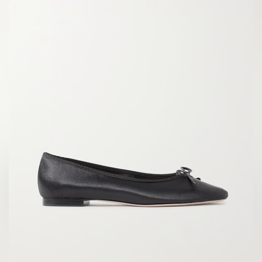 Porte & Paire Satin Ballet Flats in black size 6 NEW IN BOX